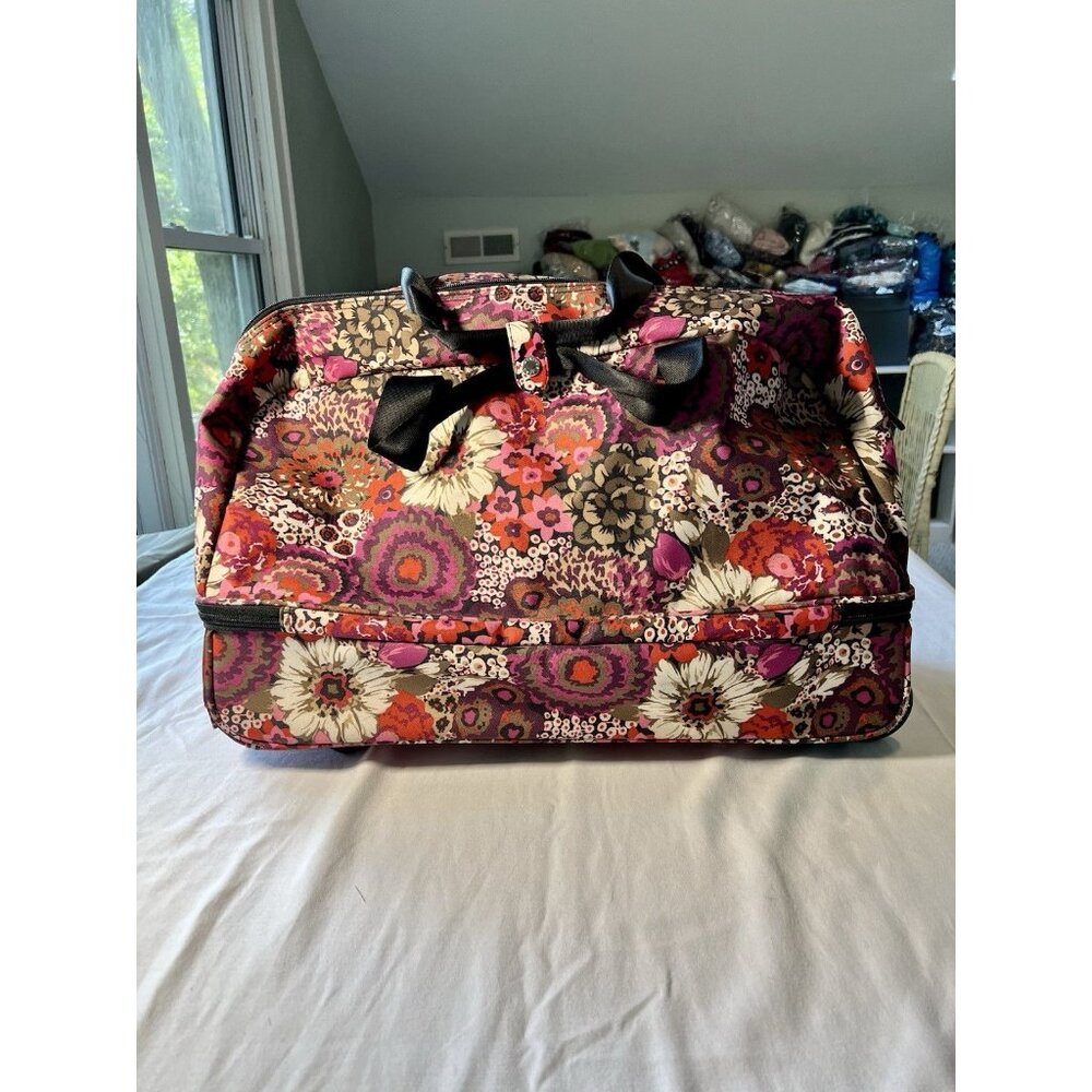Vera Bradley “Rosewood” Floral Travel Rolling Duffel